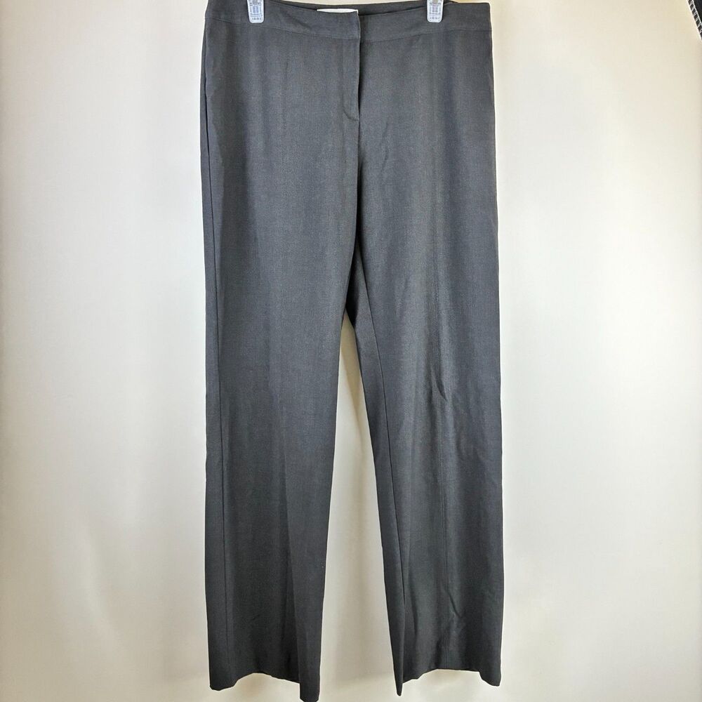 Ellen Tracy Grey Flat-Front Straight-Leg Career Dress Pants Slacks Size 10